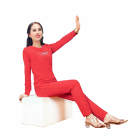 Đồ bộ mặc nhà nữ PALTAL 3273 kiểu quần dài tay dài cotton cao cấp, màu đỏ tươi
